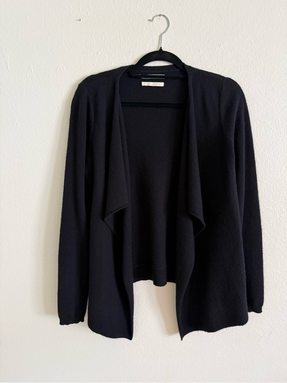 Cashmere Velvet Graham & Spencer Black 100% CASHMERE Open Drape Cardigan M